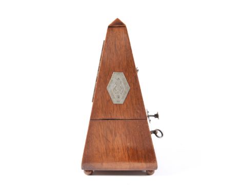 A Swiss walnut Maelzel metronome, late 19th c, 23cm h  Good condition and working order