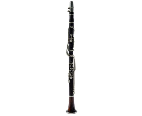 A clarinet, of grenadilla with associated rosewood bell, barrel stamped Howarth &amp; Co Maker London, upper and lower joints