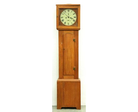 A Scottish eight day longcase clock, W Ferguson Elgin, early 19th c, 12" painted dial with twin subsidiary rings and brass ri