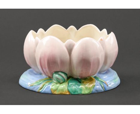 Clarice Cliff. An A J Wilkinson Waterlily bowl, 1937, 22cm l, printed mark  Good condition
