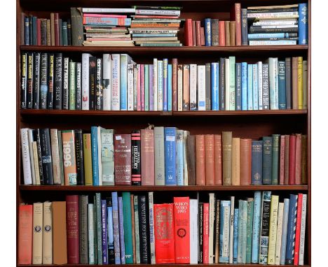 Five and a half shelves of books, the subjects including genealogy, History of Henley Royal Regatta, two vols, Debrett's Peer