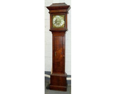 A George III thirty hour oak longcase clock, W Barnard Newark, No 962, the 10.5" brass dial with silvered signature disc, dat