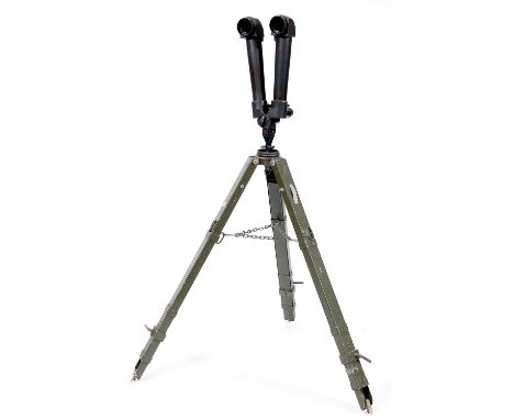 A German WWII artillery battery commander's binoculars 10 x 50, c1940, marked E Leitz H/6400 3801, with bubble level, on a gr
