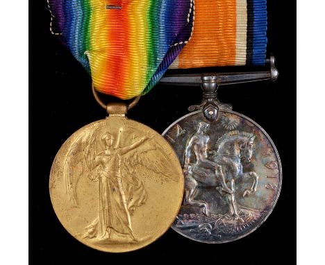 World War One pair, British War Medal and Victory Medal 240836 Pte C Dade Linc R  