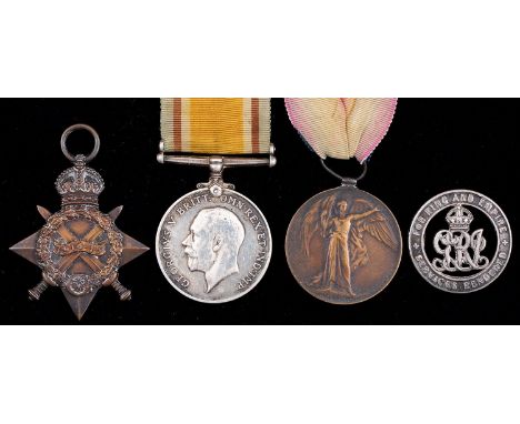 World War One group of three, 1914-15 Star, British War Medal and Victory Medal G-1922 Pte E T E James E Kent R and silver wa
