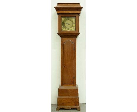 A George III thirty hour oak longcase clock, Baker-Appleby, with 9½" brass dial, pierced steel hand and swept cavetto hood wi