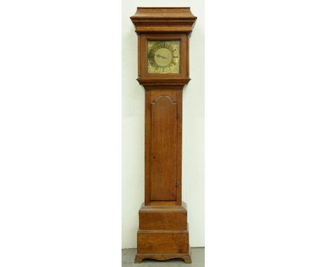 A George III thirty hour oak longcase clock, Baker-Appleby, with 9½" brass dial, pierced steel hand and swept cavetto hood wi