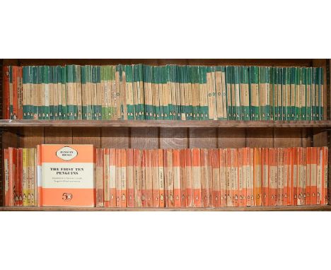 An extensive collection of Penguin books, orange and green, various editions, mainly 1950's and early 1960's and boxed set of