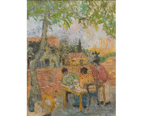 Northern European School, 20th c - Cafe Scene, oil on board, 54.5 x 42cm  Good condition, requiring a light clean