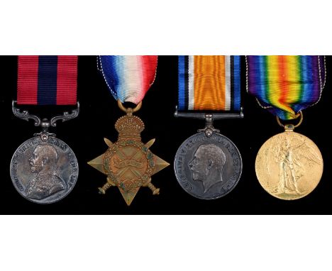 World War One DCM group of four and plaque, Distinguished Conduct Medal, 1914-15 Star, British War Medal and Memorial Plaque 