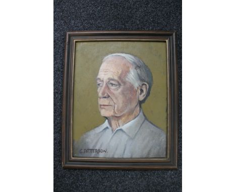 George Patterson : Portrait of a man with silver hair, oil on panel, 33 cm x 26 cm, framed.  CONDITION REPORT: *** George Pat