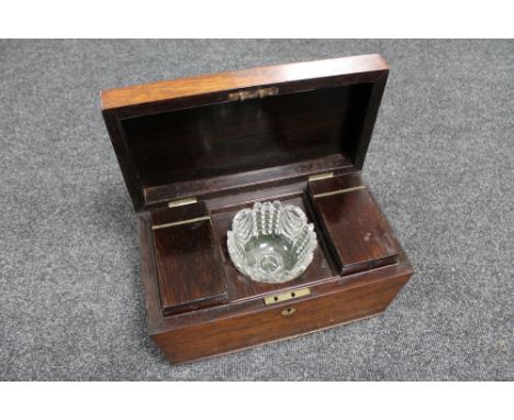 A Victorian rosewood tea caddy 