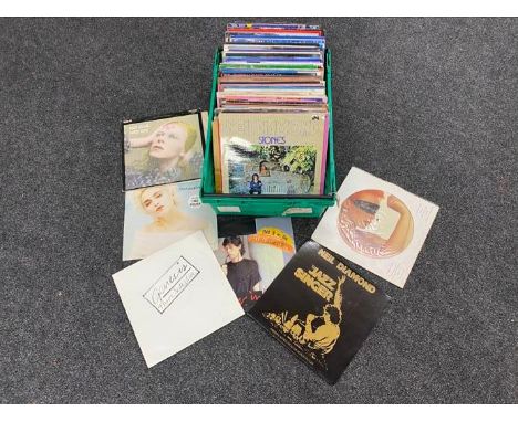 A box of vinyl Lp's and 12 inch singles including David Bowie, Bob Dylan, Mick Jagger, Madonna etc 