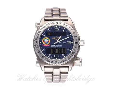 A GENTLEMAN'S TITANIUM BREITLING EMERGENCY ORBITER 3 BRACELET WATCH WITH BOX &amp; PAPERS DATED 1999 REF. E56321 LIMITED EDIT