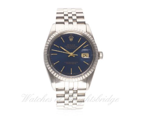 A GENTLEMAN'S STAINLESS STEEL ROLEX OYSTER PERPETUAL DATEJUST BRACELET WATCH DATED 1983, REF. 16030 WITH ROLEX BOX &amp; PAPE