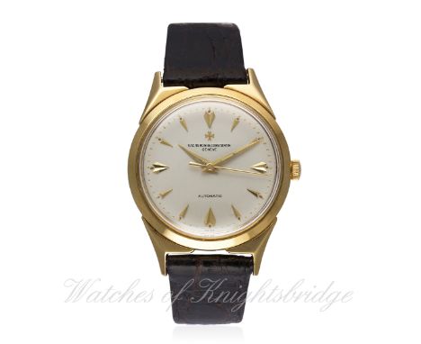 A FINE &amp; RARE GENTLEMAN'S 18K SOLID GOLD VACHERON &amp; CONSTANTIN WRIST WATCH CIRCA 1950s, REF. 6075 D: Silver dial with
