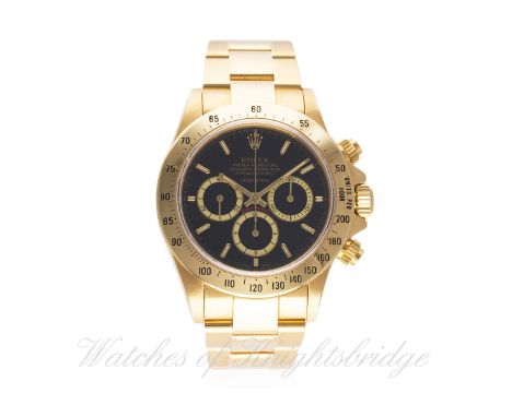 A FINE &amp; RARE GENTLEMAN'S 18K SOLID GOLD ROLEX OYSTER PERPETUAL COSMOGRAPH "FLOATING DIAL" DAYTONA BRACELET WATCH CIRCA 1