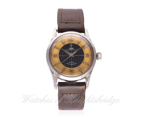 A RARE GENTLEMAN'S STAINLESS STEEL ROLEX TUDOR OYSTER PRINCE 34 SELF WINDING WRIST WATCH CIRCA 1950s, REF. 7950 D: Black cros