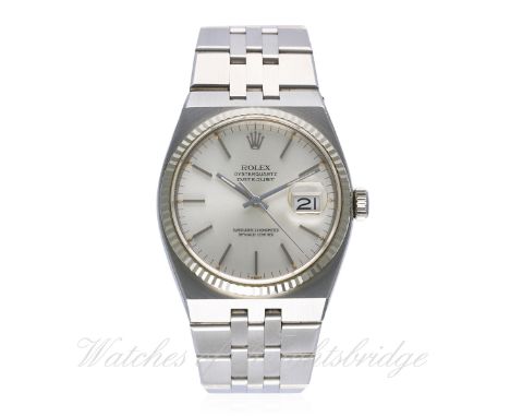 A GENTLEMAN'S STAINLESS STEEL &amp; WHITE GOLD ROLEX OYSTERQUARTZ DATEJUST BRACELET WATCH CIRCA 1980, REF. 17014 D: Silver di