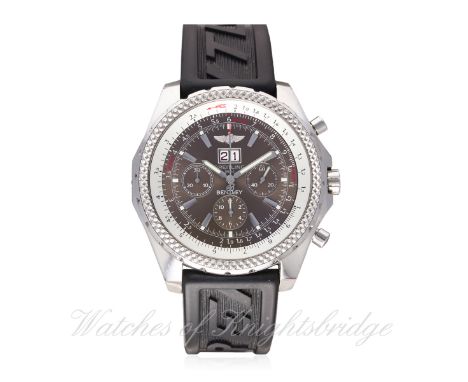 A GENTLEMAN'S STAINLESS STEEL BREITLING BENTLEY CHRONOGRAPH WRIST WATCH CIRCA 2006, REF. A44362 WITH BOX, BOOKLETS &amp; CHRO