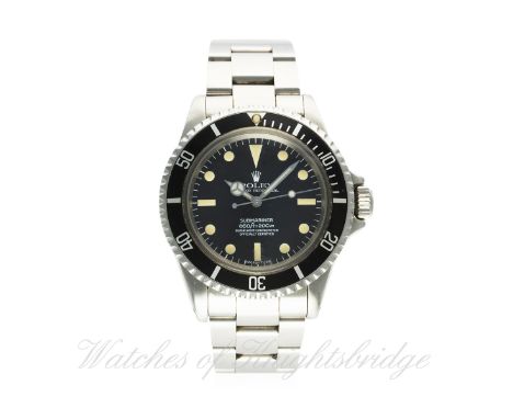 A GENTLEMAN'S STAINLESS STEEL ROLEX OYSTER PERPETUAL SUBMARINER CHRONOMETER BRACELET WATCH CIRCA 1967, REF. 5512 WITH ROLEX B