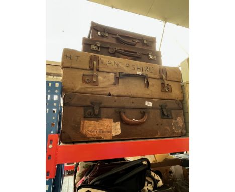 4 vintage cases to include military together with a gun cleaning kit.