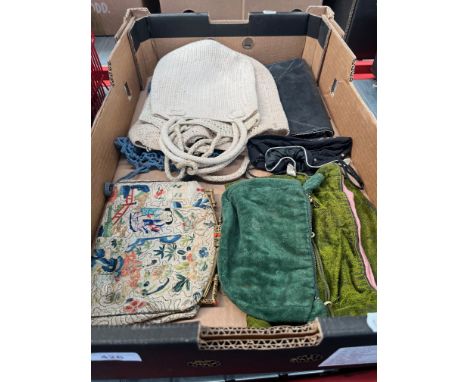 A box of antique &amp; vintage ladies clutch bags. 