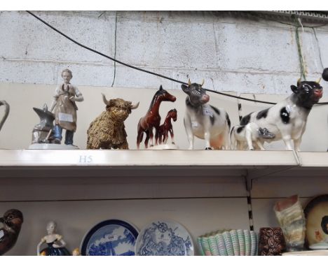 Three Melba cows and three other ornaments 