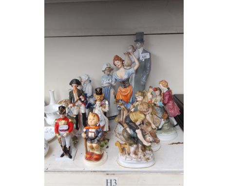 Two Nao figures and various other Continental figures 