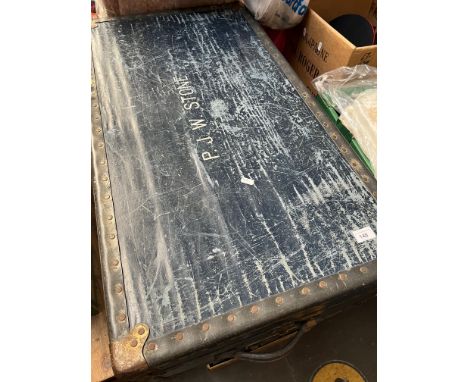 A vintage wooden trunk. 