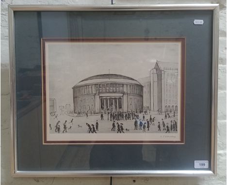 Lawrence Stephen Lowry (1887-1976), 'The Reference Library', offset lithograph, 34.5cm x 24cm, signed in pencil, blindstamp l