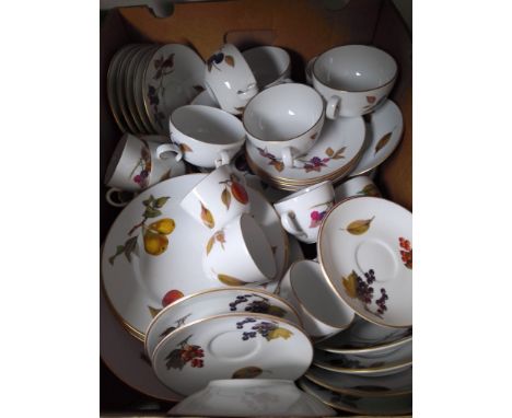 Royal Worcester ‘Evesham’ dinner wares including oval plates, dinner plates, soup coupes & stands etc. - approx 52 pieces 
