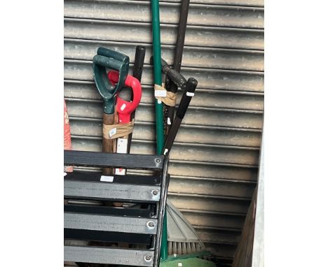 2 bundles of garden tools including lawn spiker, etc. 
