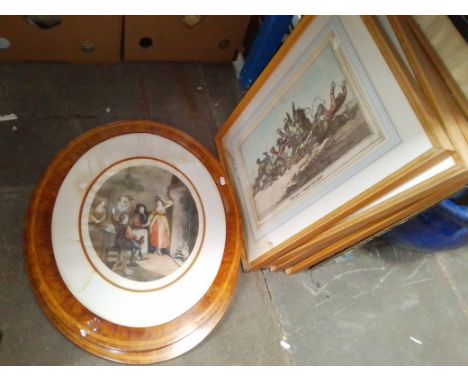 Various pictures and prints including Irish art prints after Jack Butler Yeats (1872-1957), seascape oil on board signed J S 