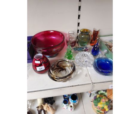 Art glass - 12 items including Ronneby (Sweden), Orrefors, Maltese glass, a Franklin Mint crystal cat etc. 