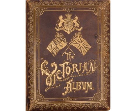 A Victorian leather musical scrap album:, with gilt embossed cover and lithograph vignettes after J F Weedon, the musical mec