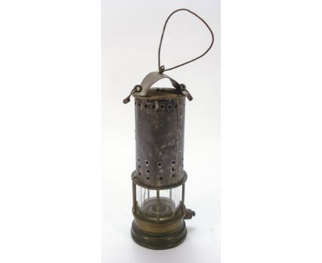 A late 19th/early 20th century miner's lamp:, unsigned, 25cm high.
