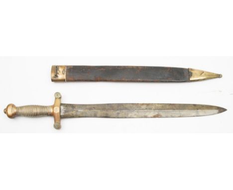 A French Model 1831 Foot Artillery Sword by Talabot, Paris:, of 'galdius' pattern with double edged blade, signed as per titl