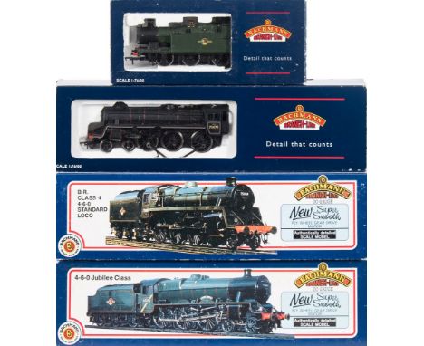 Bachmann OO/HO gauge locomotives: includes a 4-6-0 locomotive No 75073 with six wheel tender in BR black livery, a 4-6-0 loco