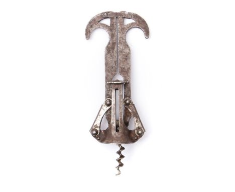 A French 'Tyr'  nickel plated double lever corkscrew circa 1929 by Paraf:, 17cm long