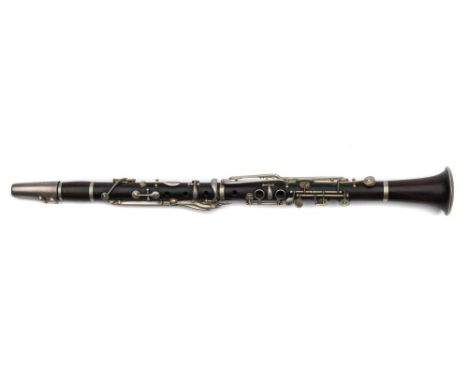 An early 20th century rosewood clarinet:, unsigned , with nickel plated keys, 67cm long