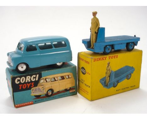 Corgi No 404m Bedford CA 'Dormobile' personnel Carrier:, pale blue body with spun hubs and black treaded tyres, applied decal