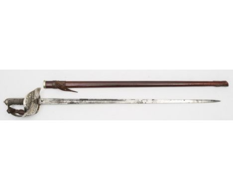 An 1897 pattern British Infantry Officer's sword by Wilkinson, London:, number 37624, the single edged blade with remains of 