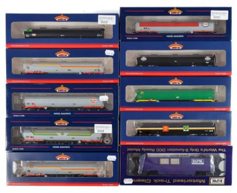Bachmann, nine 00/H0 gauge tea-bogie tanker wagons: various liveries, together with one other item of rolling stock, all boxe