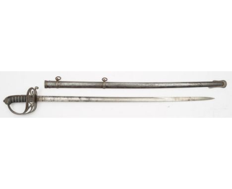 A Victorian Light Infantry Officer's sword:, the single edged fullered blade with acid etched decoration, over  a pieced bowl