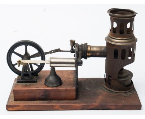 Ernst Plank (Germany) a tinplate  No 9 'Hotair-Engine' live steam engine:, incomplete with remains of original box and label.