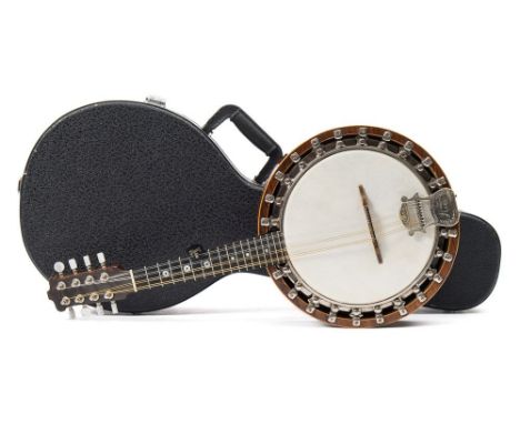 'The Windsor' Model I Banjo mandolin by Pryce, Birmingham:, the ebonised headstock over mother of pearl inlaid fretboard, nic