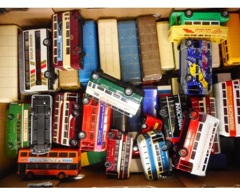 Corgi and others, a collection of diecast double decker buses: various scales and liveries, all unboxed.