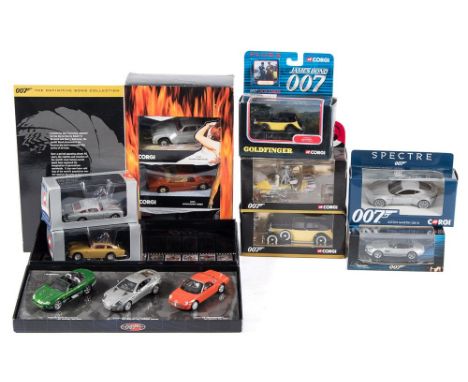 Minichamps and Corgi, a collection of James Bond diecast vehicles: includes 'Die Another Day' set of three vehicles, Goldfing