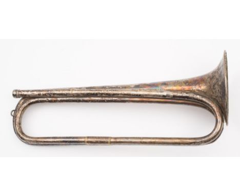 A WWI period War Department issue nickel plated trumpet by Besson &amp; Co, London:, stamped as per title to bell with WD arr